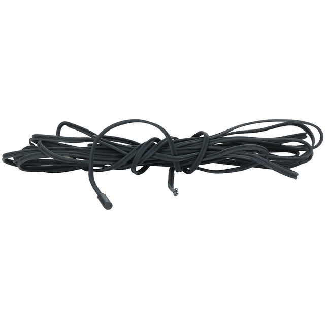 A long, coiled black rubber strip is shown against a white background. Both ends are visible, and the flexible, flat Empura Refrigeration material is commonly used for sealing or weatherstripping purposes.