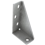 A metal L-shaped Door Hinge Bracket with four holes—three circular on the vertical side and one square on the base—used for joining or reinforcing surfaces at a right angle. Matte, slightly textured finish, compatible with Empura Refrigeration units.
