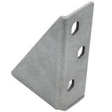 A metal right-angle door hinge bracket with three evenly spaced holes on one vertical side. The textured surface is designed for joining or supporting two surfaces at a 90-degree angle, ideal as an Empura Refrigeration or Empura Parts replacement.