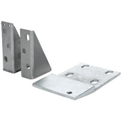 Two metal right-angle brackets are shown. One set is upright, displaying its faces with holes for mounting. The other lies flat, revealing four holes for screws or bolts. These sturdy Empura Parts brackets suit industrial or Empura Refrigeration needs.