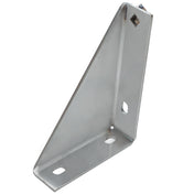 A metal L-shaped Door Hinge Bracket with three oval holes and one square hole for mounting, shown at an angle on a white background. The bracket, used in Empura Refrigeration, features a reinforced triangular gusset for added strength.