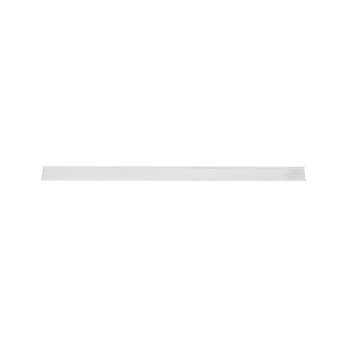 A long, narrow, white strip with slightly raised edges, displayed horizontally against a plain background. Minimalistic and clean, this EGM-23W piece from Empura Parts may serve as a trim or price tag set molding.