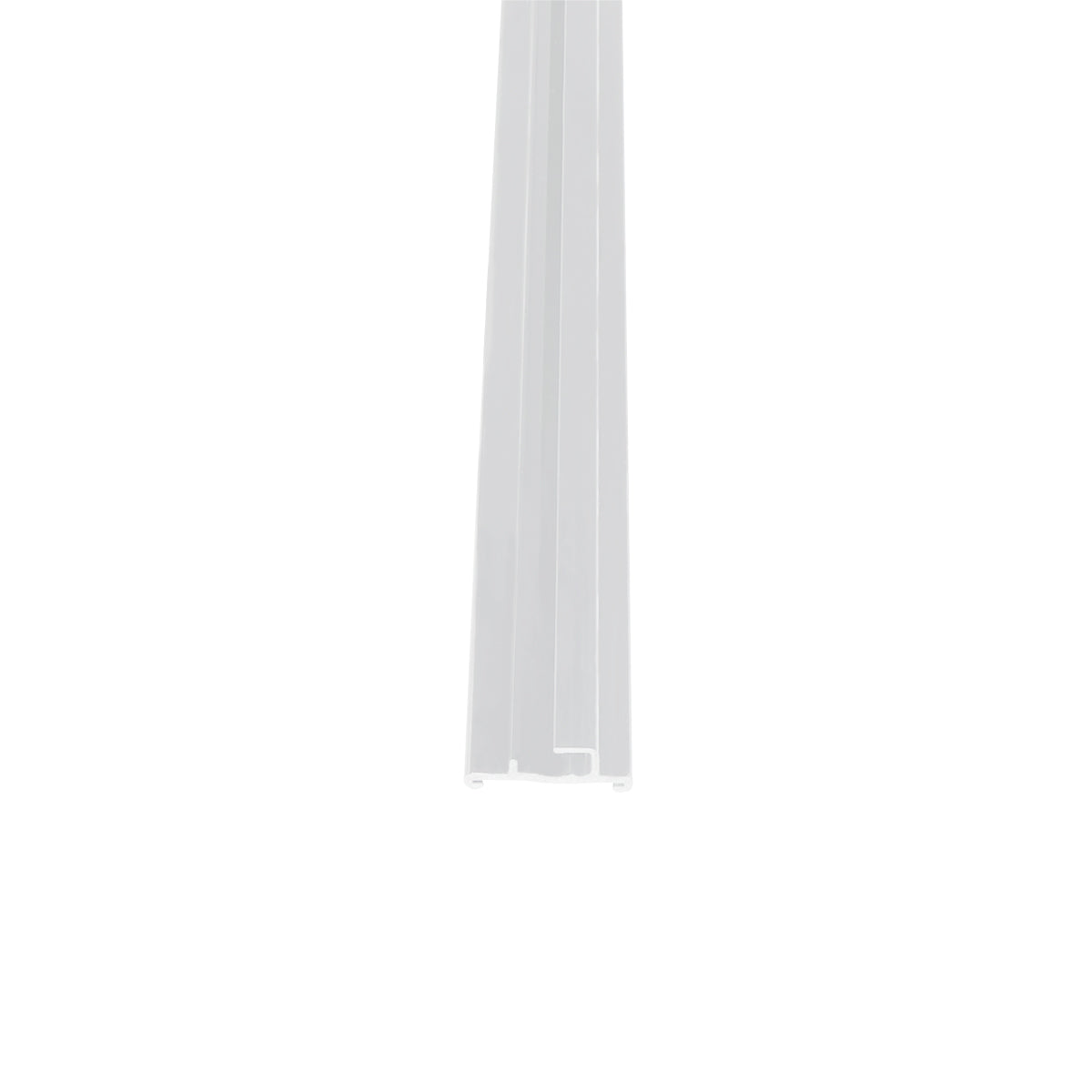 A long, narrow, translucent white plastic strip from the Empura Parts EGM-50W price tag set is positioned vertically on a plain white background. The strip features subtle ridges and a small notch near one edge at the bottom.