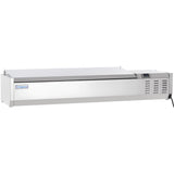 A stainless steel refrigerated countertop prep unit with a digital control panel on the right, ventilation slots, and the Empura refrigeration brand label on the left. The unit is designed for countertop use and features a hinged lid on top.
