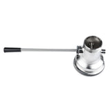 A silver stainless steel tool with a long handle ending in a black grip, attached to a cylindrical base with threading inside. The tool is likely an Empura Straight Lever Drain fitting, designed for plumbing or industrial use.