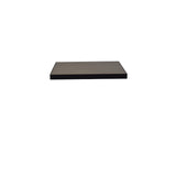 A rectangular, flat, black floating shelf reminiscent of a Sid Table Top is centered on a plain white background. The smooth surface and slightly rounded edges feature horizontal grooves, evoking the look of wood-look aluminum used in outdoor tables.