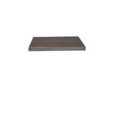 A single, dark brown, rectangular floating wall shelf made of wood-look aluminum by emuamericas is centered on a plain white background. The shelf has a smooth surface with subtle wood grain texture and no visible brackets or supports.