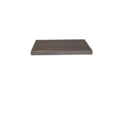 A single, dark brown, rectangular floating wall shelf made of wood-look aluminum by emuamericas is centered on a plain white background. The shelf has a smooth surface with subtle wood grain texture and no visible brackets or supports.