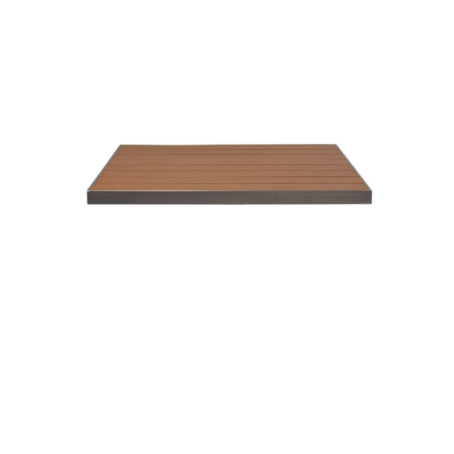 A square 35 x 35 wooden shelf with a flat surface and horizontal wood grain pattern, bordered by a thin dark edge, shown against a plain white background.
