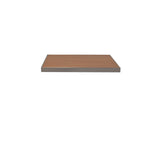A rectangular, flat Sid Table Top shelf with a wood-look aluminum surface and thin horizontal grooves, bordered by a metallic gray frame, is centered on a plain white background. The shelf appears to be floating with no visible supports.