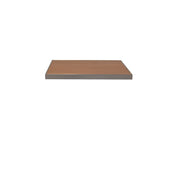 A rectangular, flat Sid Table Top shelf with a wood-look aluminum surface and thin horizontal grooves, bordered by a metallic gray frame, is centered on a plain white background. The shelf appears to be floating with no visible supports.