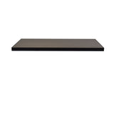 A single, rectangular wood-look aluminum floating shelf is isolated against a plain white background. The shelf has a smooth, flat surface with clean edges and a thin, minimalist design, reminiscent of a rectangle 48 x 30 outdoor table top.