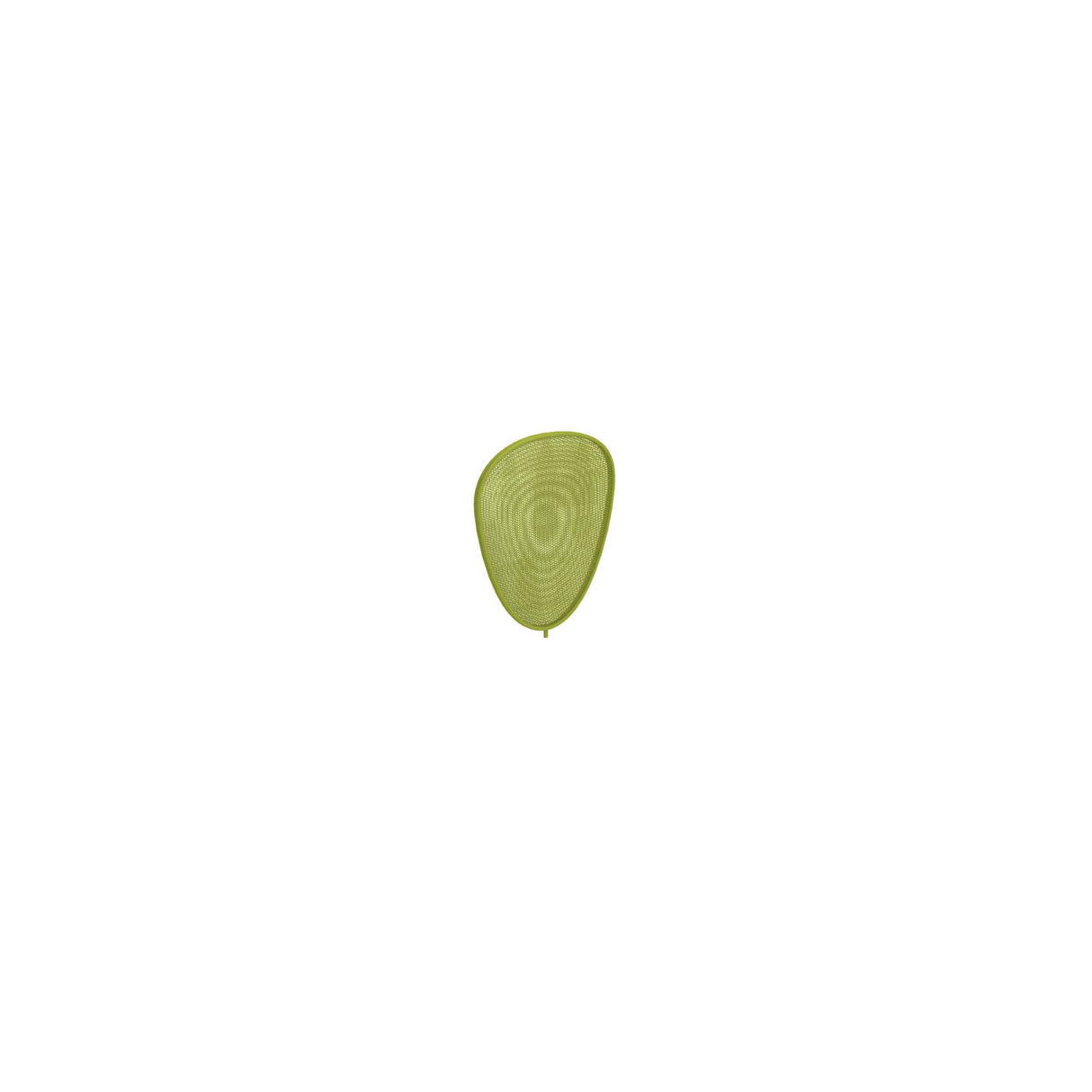 A single, light green, triangular leaf with visible vein patterns is centered on a plain white background, its smooth edges and asymmetrical form reminiscent of a Cactus Add on. The leaf gently tapers to a small point at the bottom.