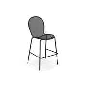 A tall, modern Ronda Stacking Barstool with a black steel mesh seat and rounded backrest. Featuring four slim legs, a supportive footrest, and sleek, minimalist, industrial style. The background is plain white.