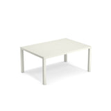 The Star Table is a simple, modern rectangular white table with four straight legs and a smooth, flat steel top, perfect for both outdoor/indoor use. Its clean design features no visible decorations or extra features.