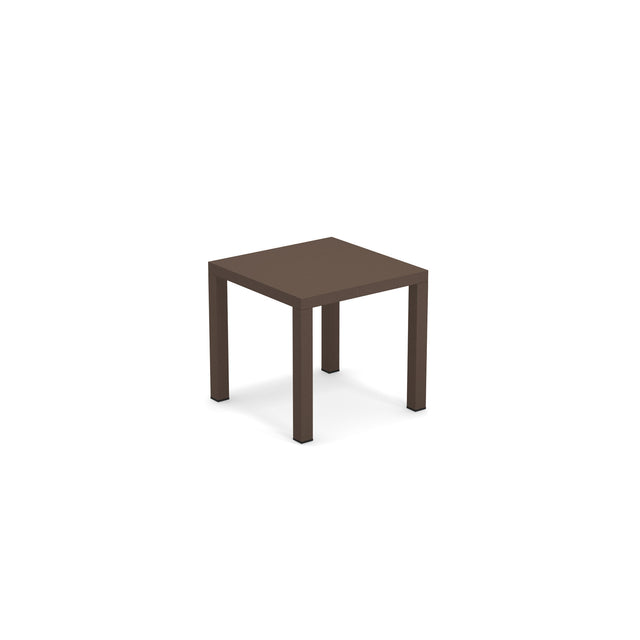 A small, square, dark brown Star Table with a flat top and four straight legs, set against a plain white background. Designed for outdoor/indoor use, its simple, modern style makes it versatile for any space.