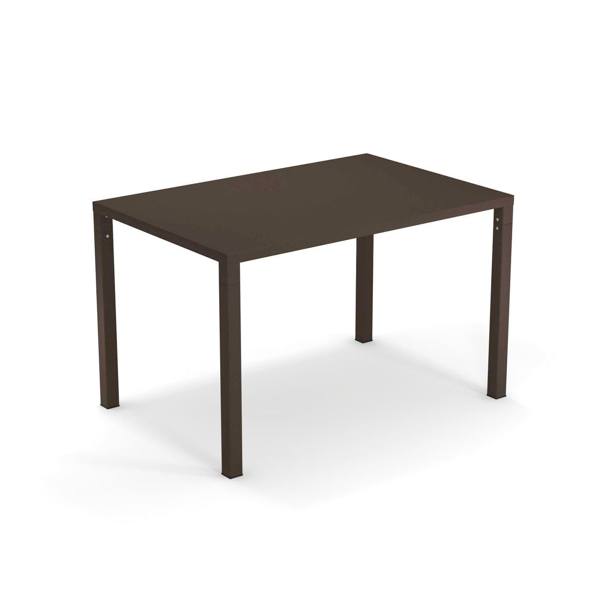 A simple, rectangular dark brown steel table with a flat top and four straight legs, shown against a plain white background. The Nova Stacking Table features a modern, minimalistic design suitable for both indoor/outdoor use.