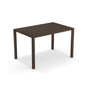 A simple, rectangular dark brown steel table with a flat top and four straight legs, shown against a plain white background. The Nova Stacking Table features a modern, minimalistic design suitable for both indoor/outdoor use.