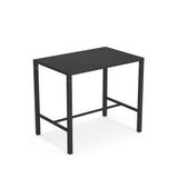 A simple, modern black Nova Bar Table with a flat top and four straight legs. Crafted from solid steel, its sturdy, minimalist design is ideal for outdoor/indoor spaces. The table is placed on a plain white background.