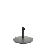A round, flat Shade Umbrella Base with a vertical pole in the center. The sturdy steel base features an adjustable knob for securing your stand alone umbrella, providing reliable support on a plain white background.