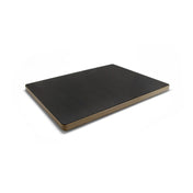 A rectangular, flat, dark-colored Epicurean cutting board with slightly rounded corners and visible layered edges is shown on a white background, photographed from a slight angle to highlight its thickness and smooth surface.