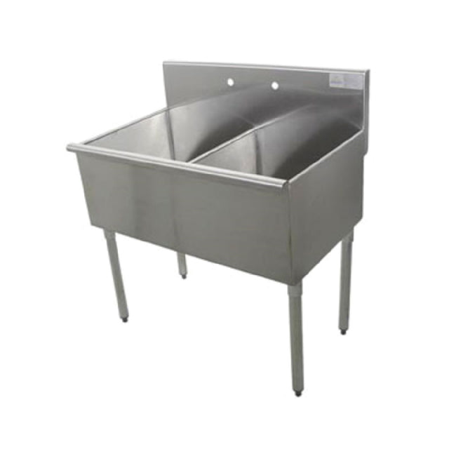 Advance Tabco 4-2-36 Square Corner Scullery Sink 2-compartments 18"W X 21"D Front To-back X 14" Deep Sink Compartments