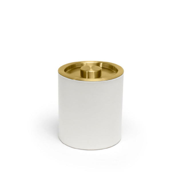 FOH RIB062WHL21 2qt Round London Ice Bucket White With Matte Brass Lid Includes One RIB014WHL21-BTM 2qt Round London Ice Bucket Base White