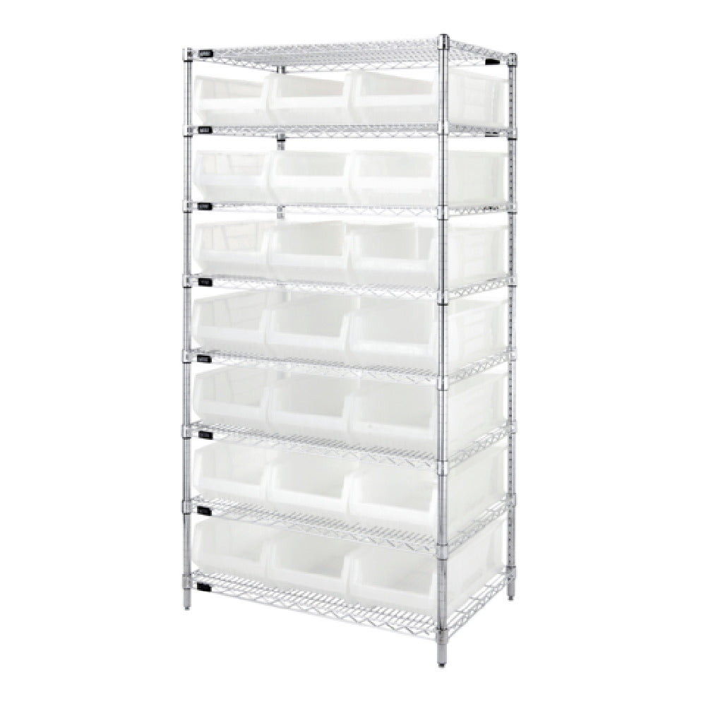 Quantum WR8-952CL Bin Wire Shelving System 36"W X 24"D X 74"H Overall Size 800 Lb. Capacity Per Shelf