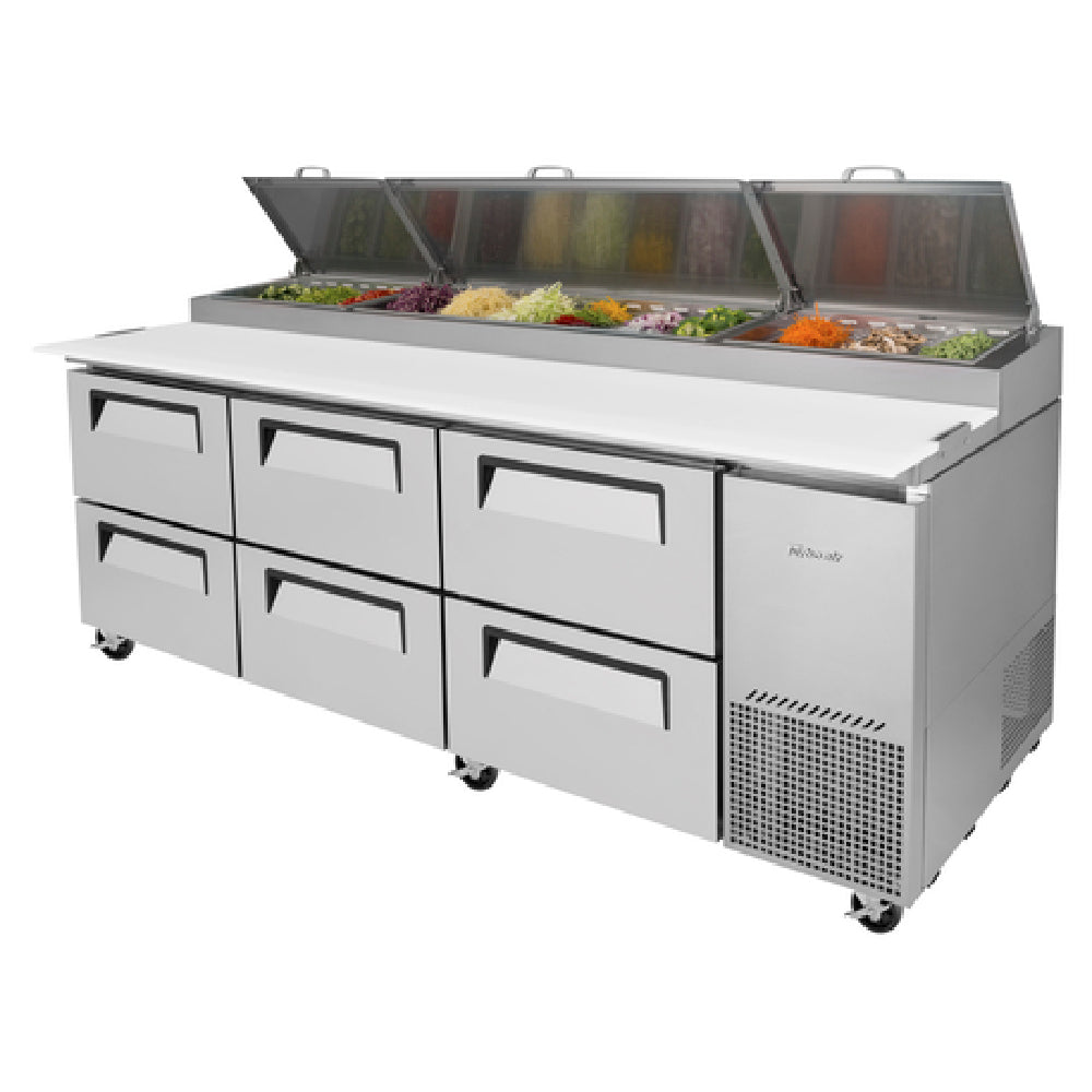 Turbo Air TPR-93SD-D6-N Super Deluxe Pizza Prep Table Three-section 31.0 Cu. Ft.