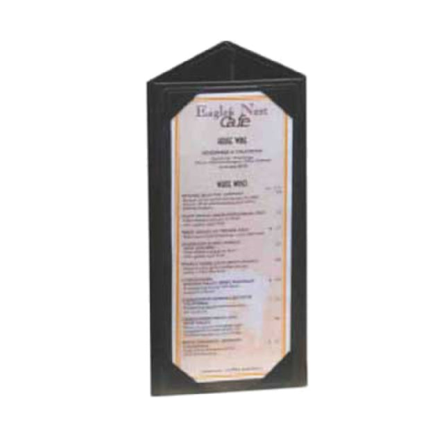 Menu Solutions TT37_BLACK Table Tent Holds 5" X 7" Inserts Triple Panel