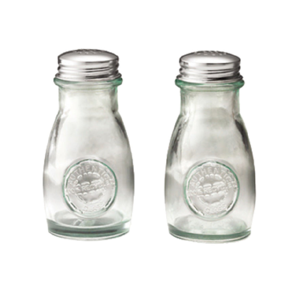 TableCraft Products 6618 - Authentic Collection™ Shaker Set, (2) 4 Oz. Recycled Green Tint Glass Jars (dishwasher Safe)