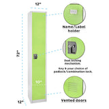 Alpine Industries ADI629-201-GRN Locker Single Tier 72" H X 15"W