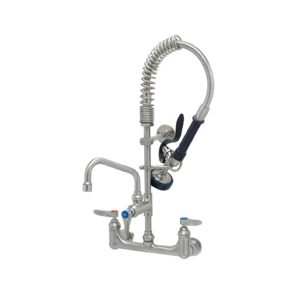 T&S Brass SMPK-8WLN-06 EverSteel Pre-Rinse Unit: EasyInstall 8" Stainless Steel Wall Mount Mixing Faucet
