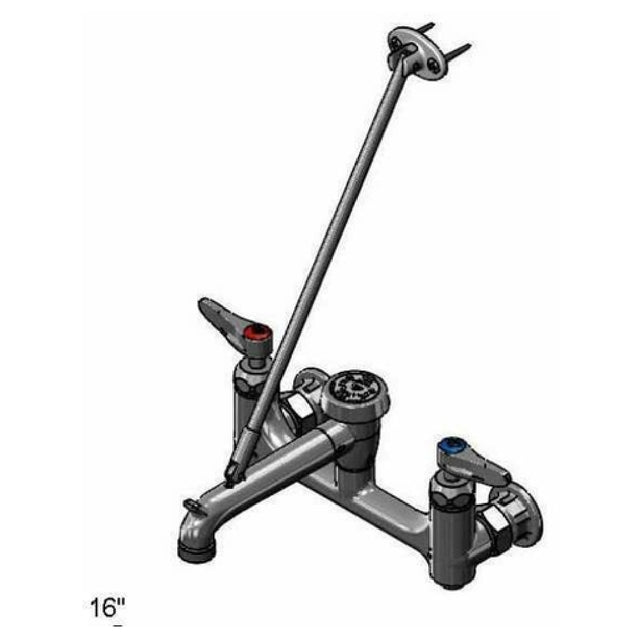 T&S Brass B-0665-CR-BSTP Service Sink Faucet Wall Mount 8" Centers