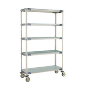 Metro 5X357EGX3 MetroMax® I Mobile Shelving Unit 48"W X 18"D X 80"H (4) Corrosion Proof Open Grid Shelves With Removable Shelf Mats & (1) Corrosion Proof Solid Shelf With Removable Shelf Mat