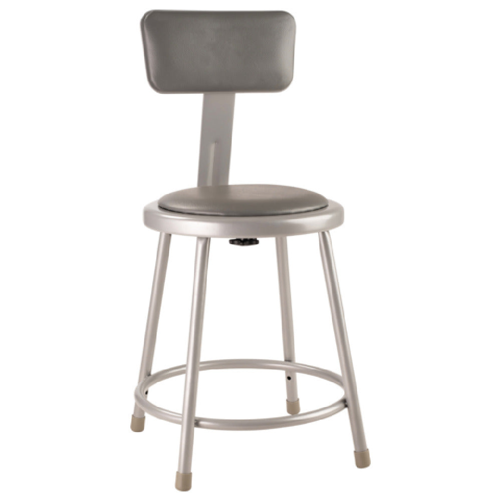 National Public Seating 6418B NPS® 18" Heavy Duty Vinyl Padded Steel Stool With Backrest