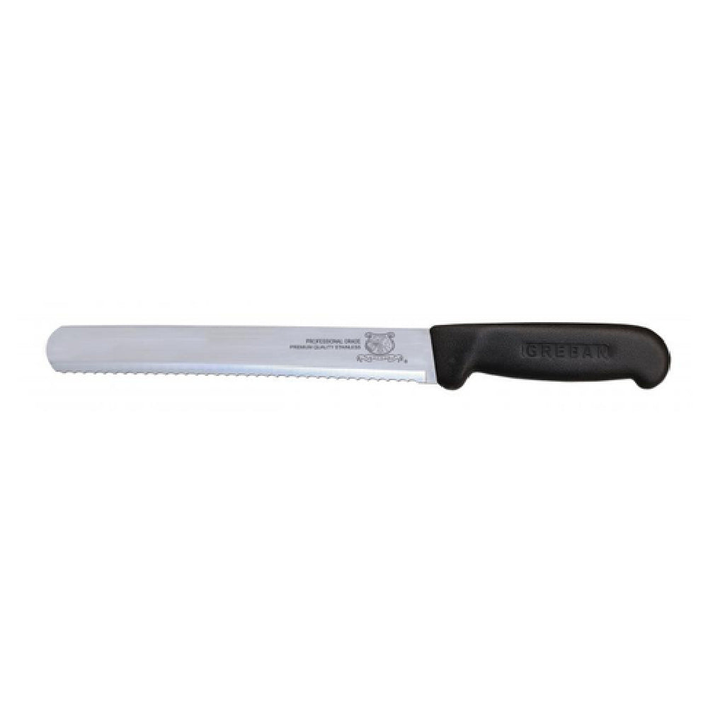 Omcan 12644 (12644) Slicing Knife 10" Straight Wave Blade Polypropylene Black Handle