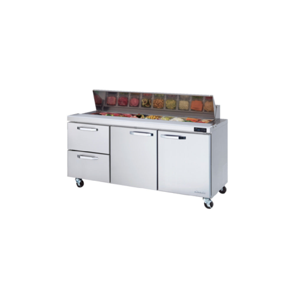Blue Air BLPT72-D2L-HC - Sandwich Prep Table, Three-section, 72-3/8"W