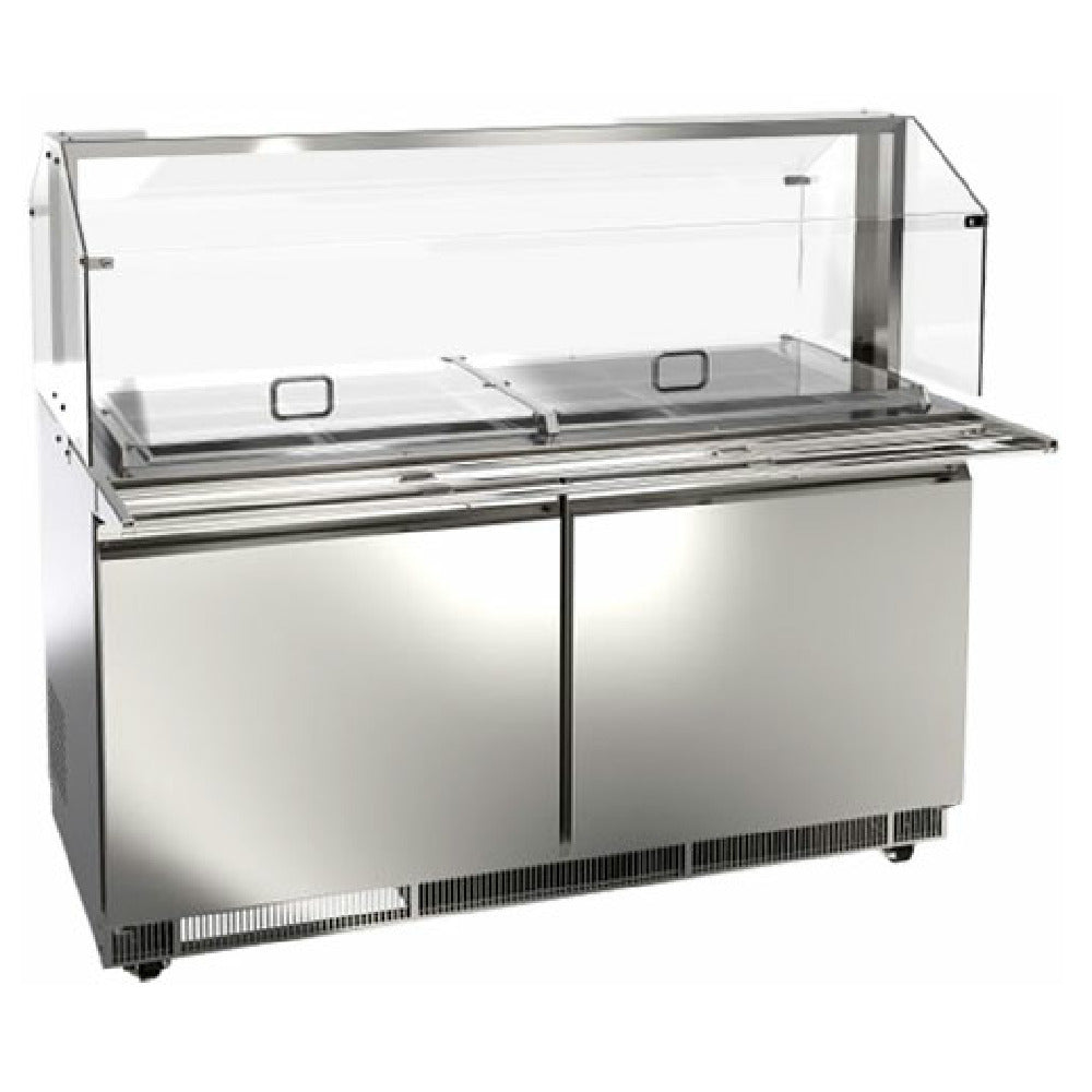 Omcan 50089 (PT-CN-1524-S-HC) Refrigerated Prep Table Two-section 60"W