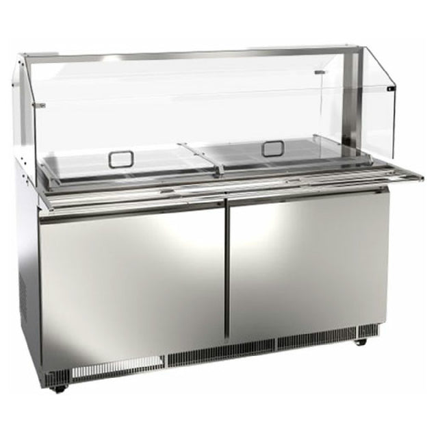 Omcan 50089 (PT-CN-1524-S-HC) Refrigerated Prep Table Two-section 60"W