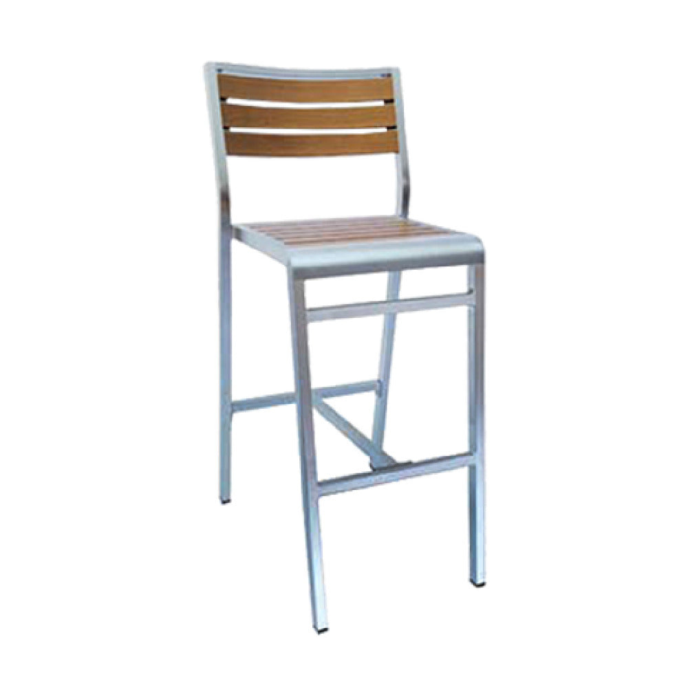 Emuamericas, Llc AB1220-06-401 - Sid Barstool, Armless Indoor/outdoor, Wood-look Aluminum Slat Back And Seat