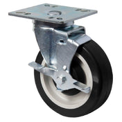 BK Resources 5HBR-UP4-PLY-PS4 Caster Kit 5" Diameter Heavy Duty Swivel With 4" X 4" Universal Plate