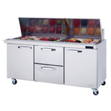 Blue Air BLMT72-D2M-HC - Mega Top Sandwich Prep Table, Three-section, 72-3/8"W