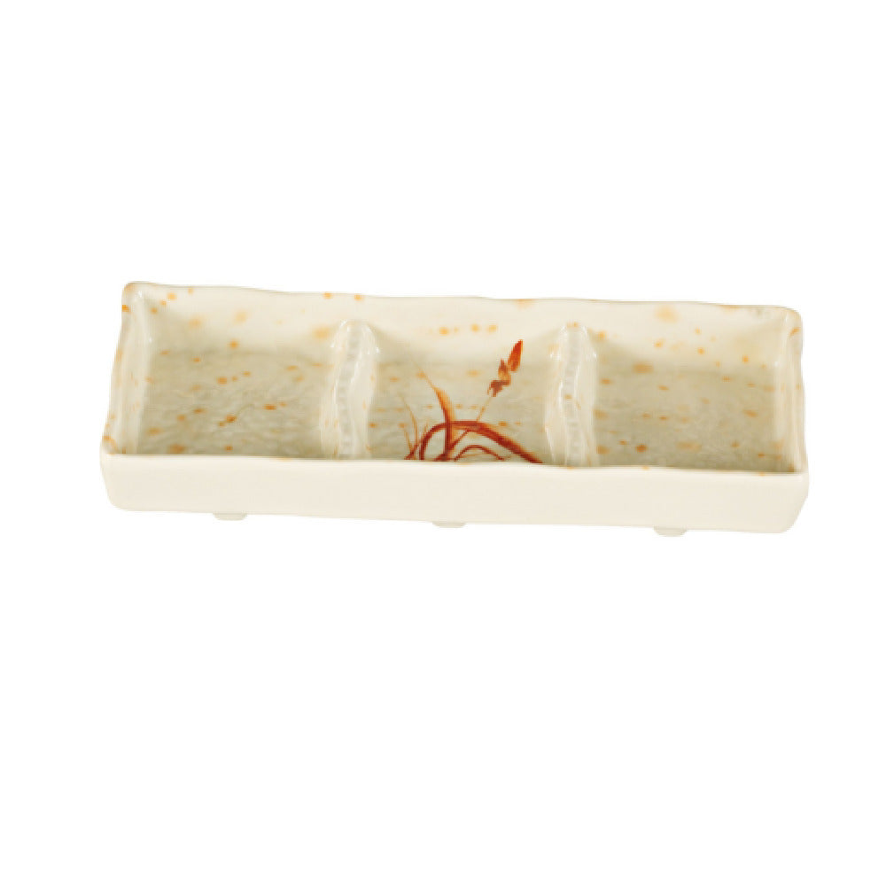 Yanco OR-4030 Orchis Divided Sauce Dish 2-1/2 Oz. Each 7-1/2"L X 3"W