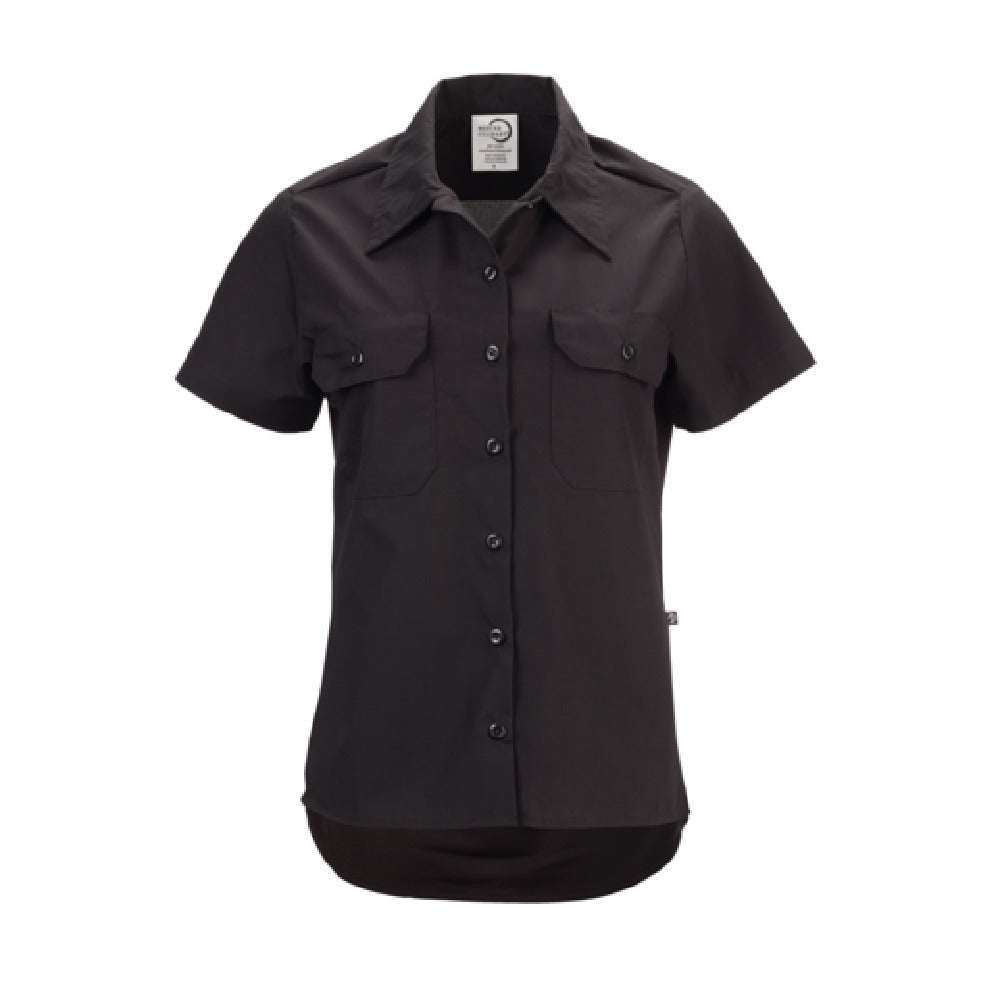 Mercer Culinary M60350BKXXS Metro Edge® Brewer/Work Shirt Women's (7) Traditional Buttons