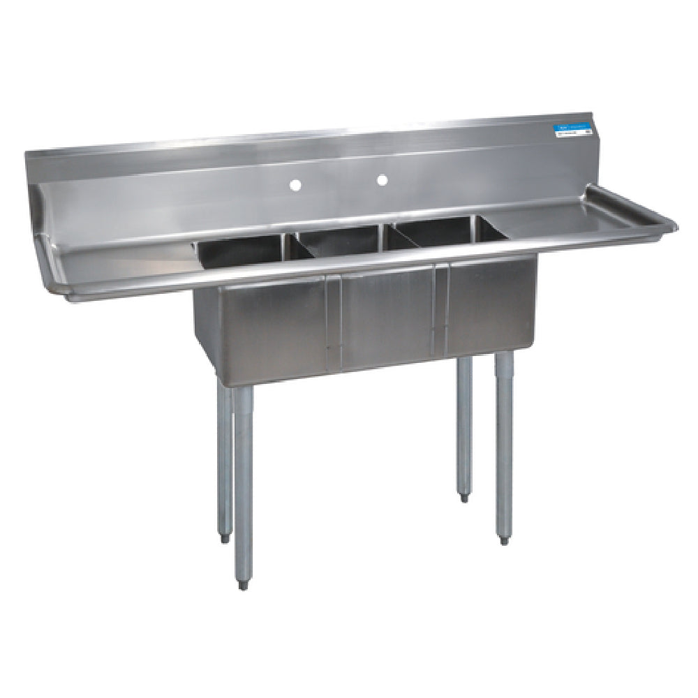 BK Resources BKS-3-1014-10-15TS Convenience Store Sink Three Compartment 60"W X 19-13/16"D X 39-3/4"H Overall Size