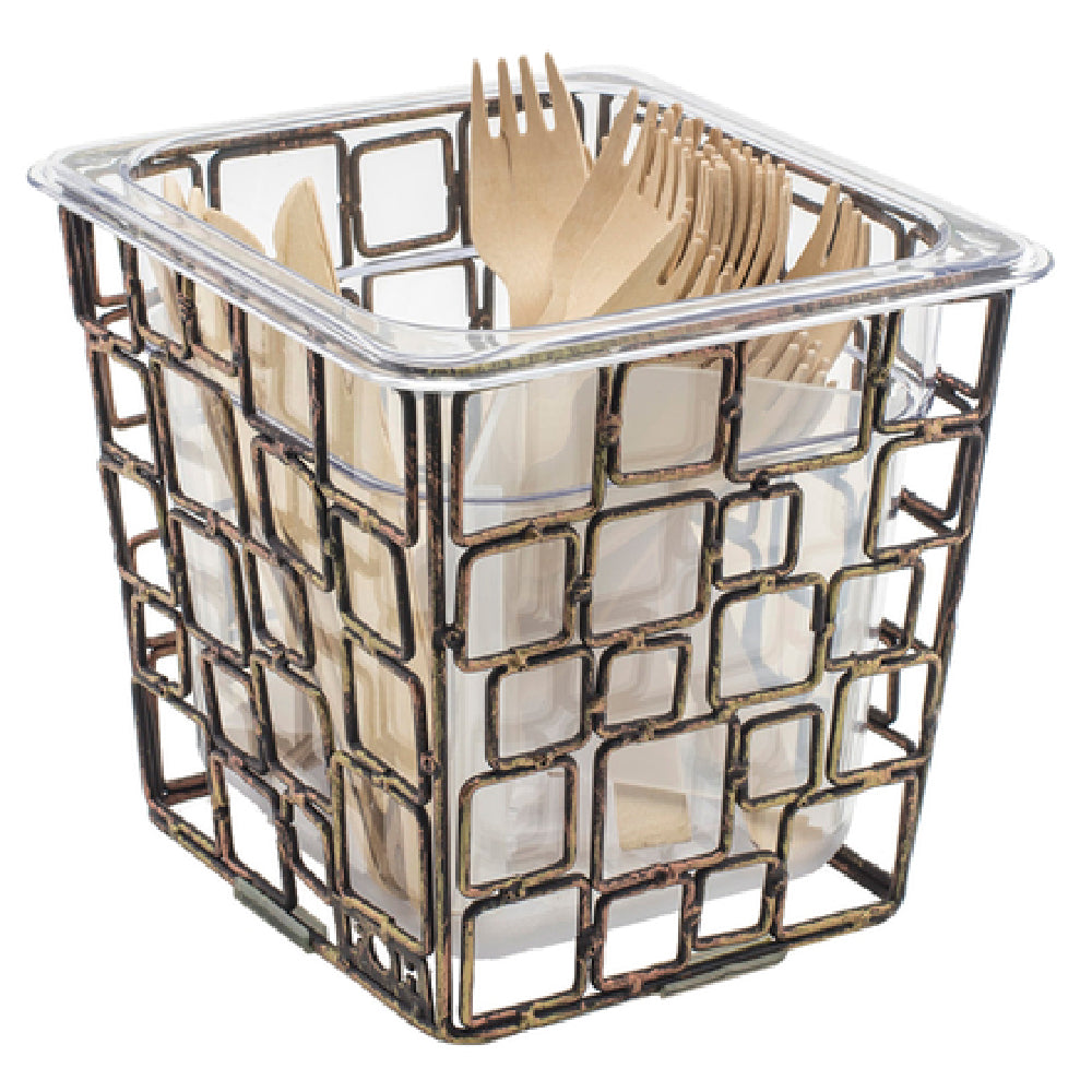 FOH BHO078GOI21 1/6 Size Coppered Link Flatware Divider Set Includes One BHO061GOI21 1/6 Size Coppered Link Housing/Pan Set Deep