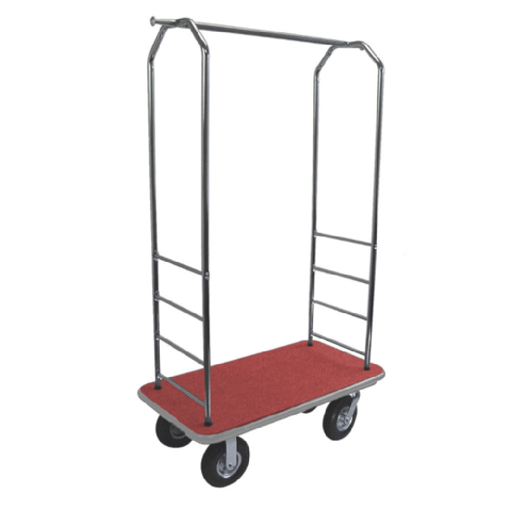 Central Specialties 2000GY-080-RED Easy Mover™ Bellman's Cart 43"W X 23"D X 72-1/2"H 1" Tubular Chrome Frame