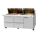 Turbo Air PST-72-30-D4R(L)-N PRO Series Mega Top Sandwich/Salad Prep Table Two-section
