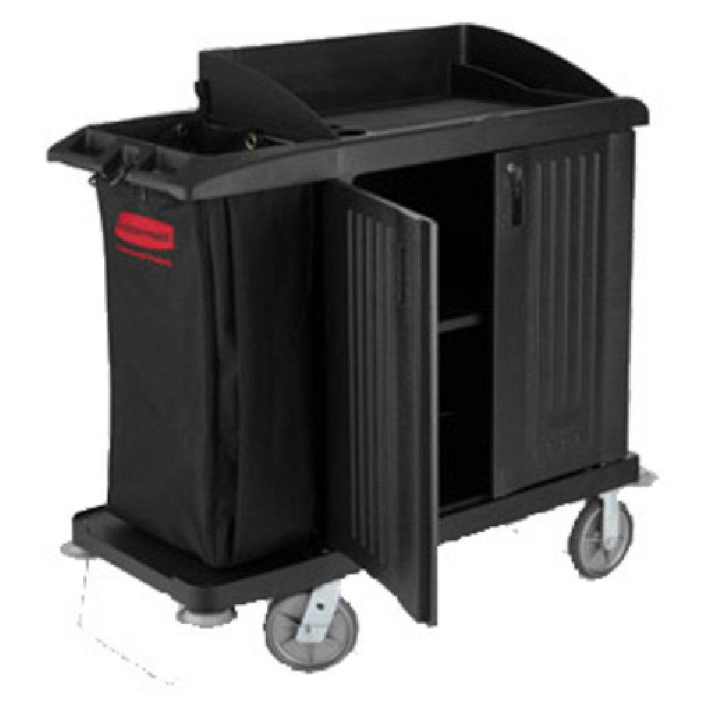 Rubbermaid FG619200BLA Xtra™ Housekeeping Cart 49"L X 22"W X 50"H Compact Cart With Doors & Vinyl Bag